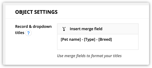 Dropdown field settings