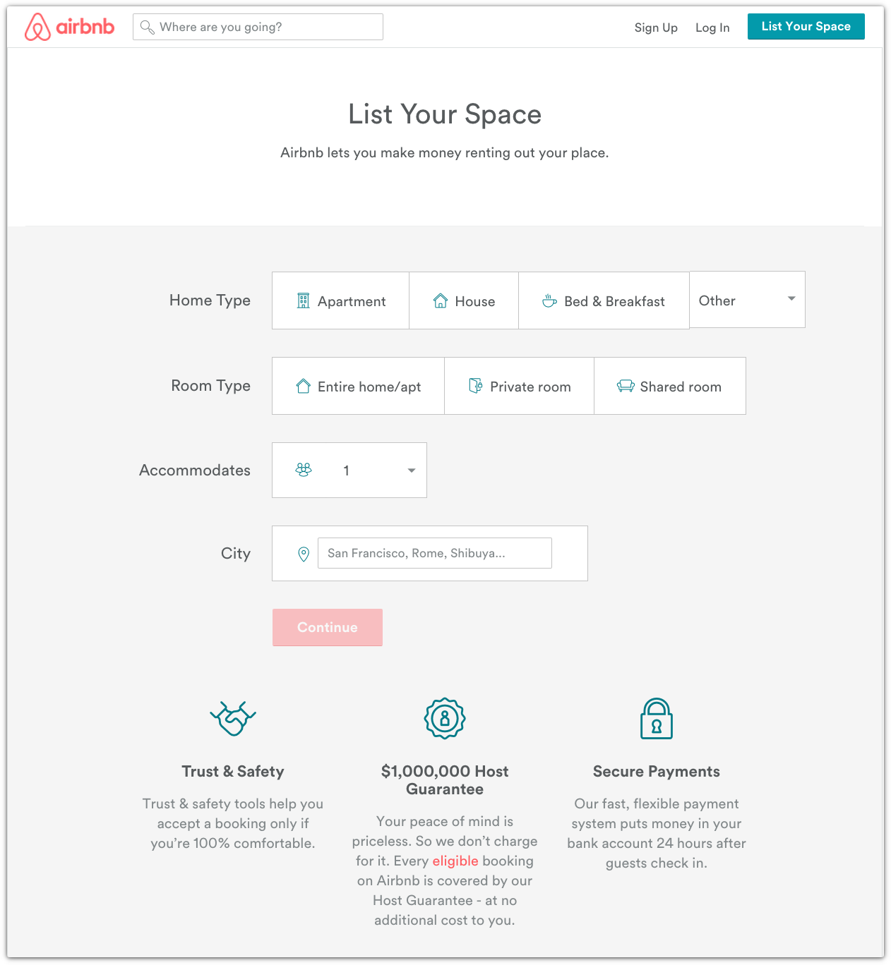Airbnb example list your space