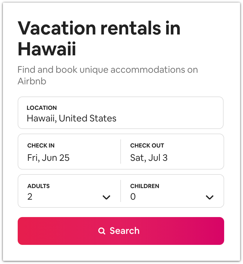 Airbnb search example