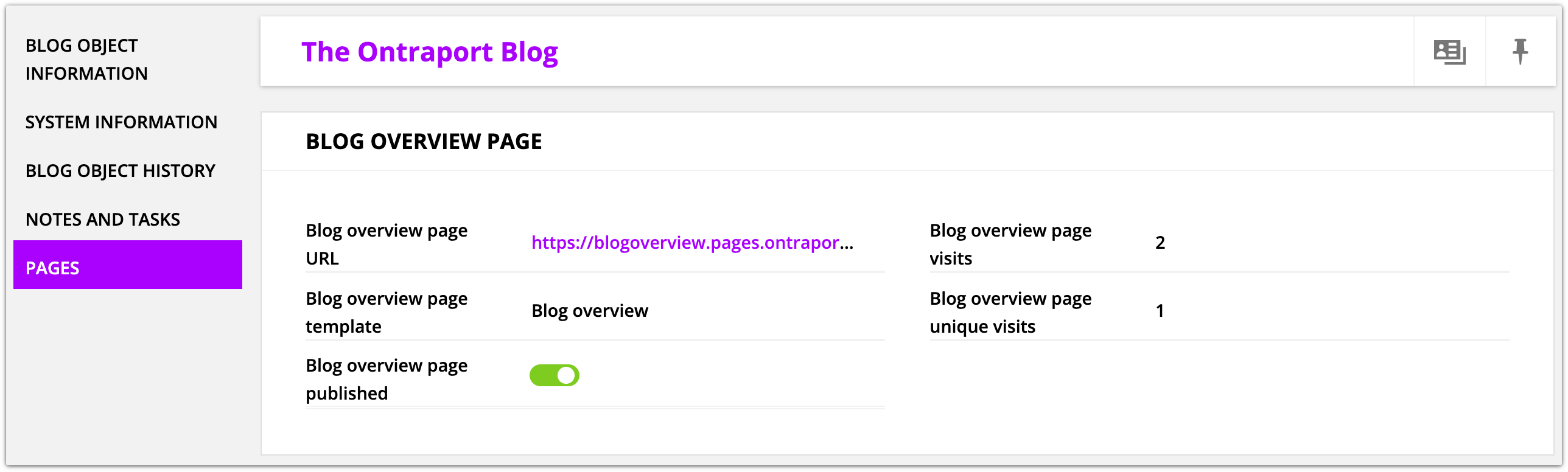 blog pages tab example