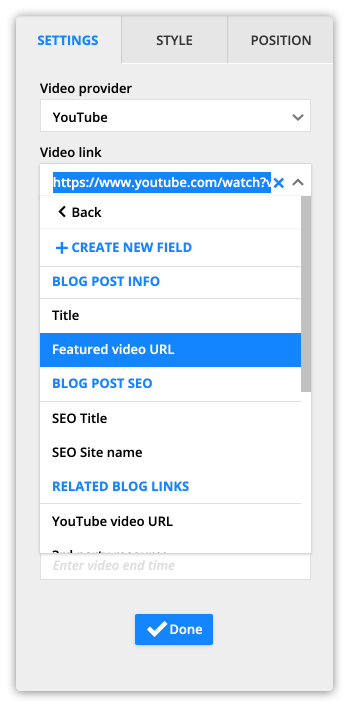 video URL field example