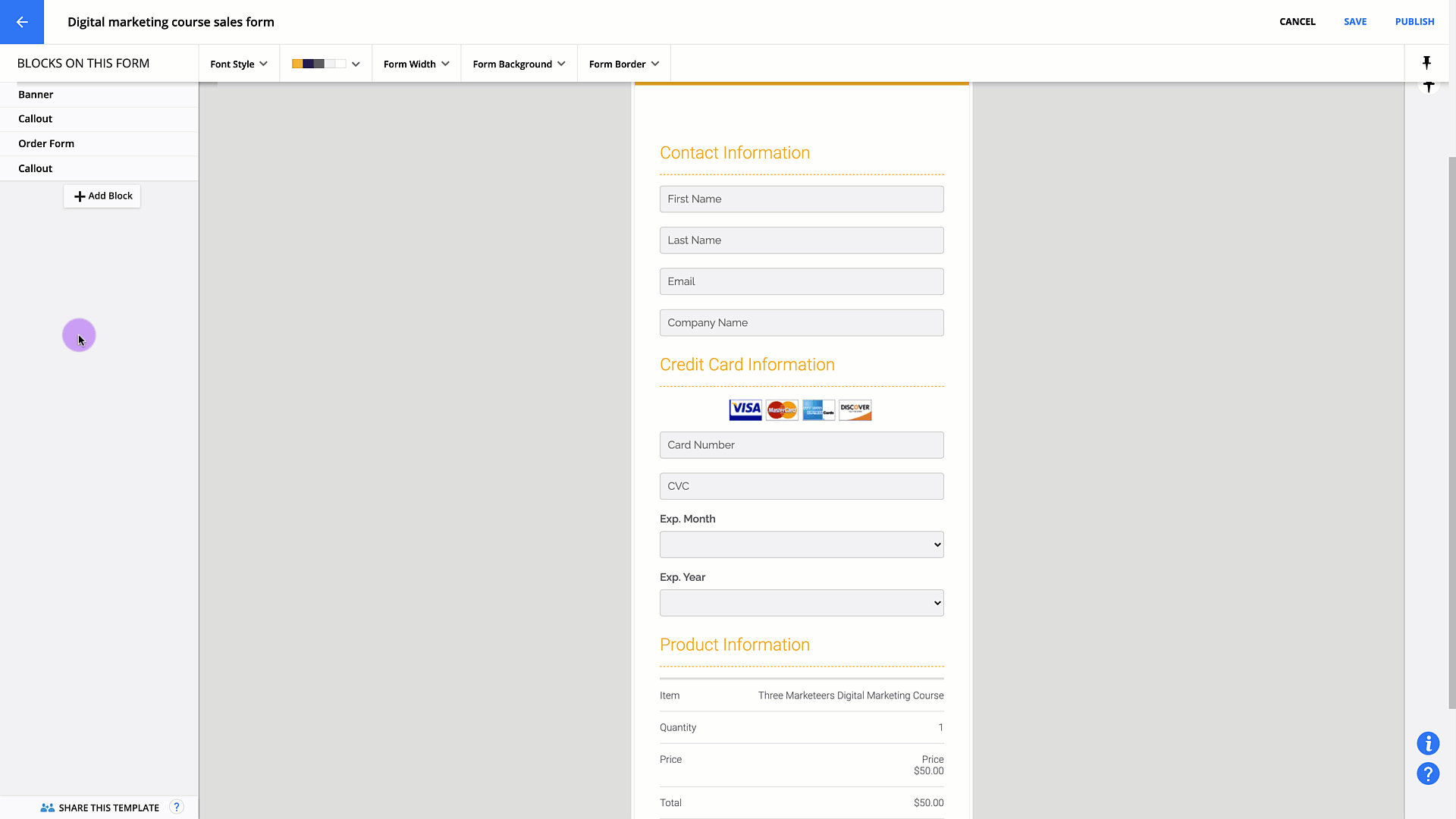 Ontraform product settings example