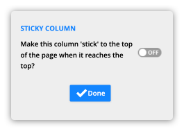 sticky column settings