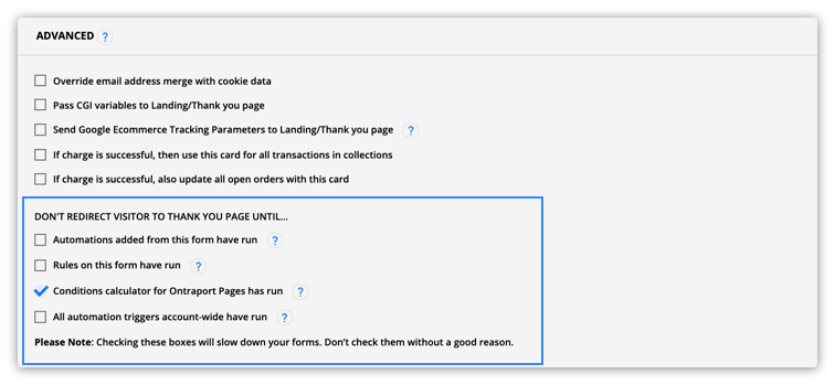 Advanced form settings second half