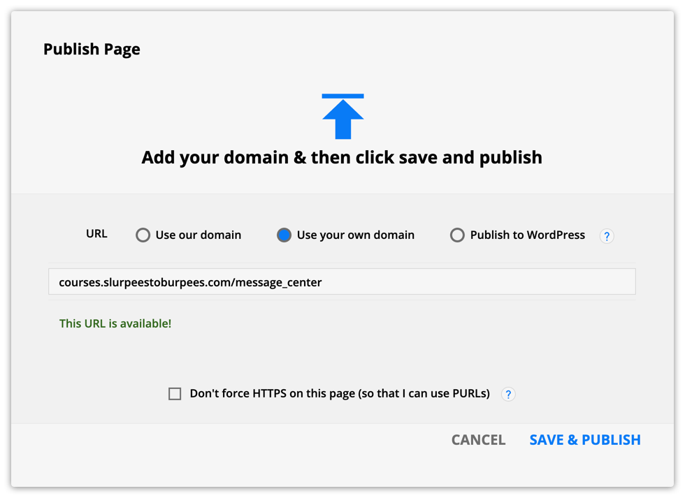 publish settings example