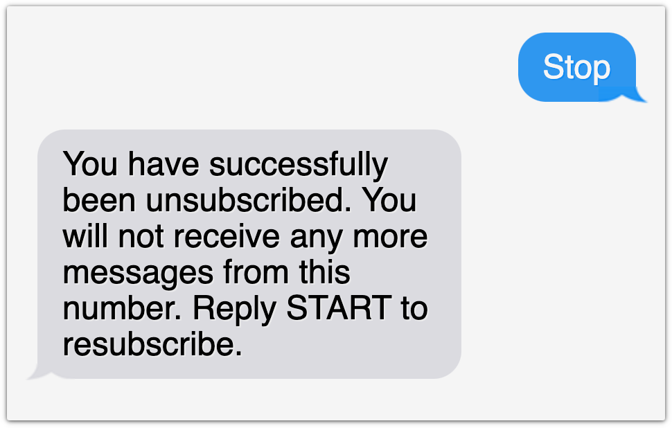 text unsubscribe example