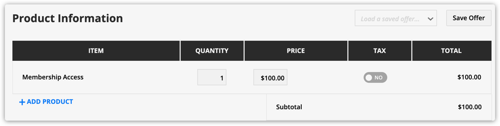 Added product example