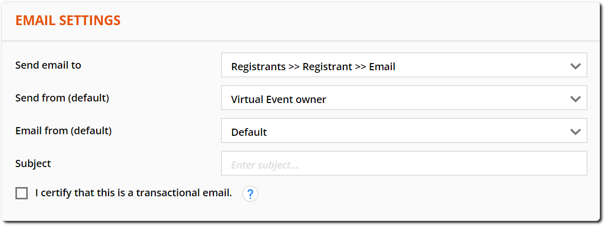 Email settings example